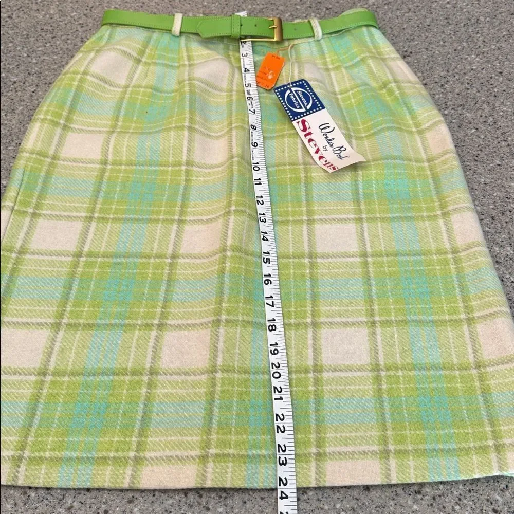 STEVENS Vintage 60s Wool Plaid Skirt Palm Springs Golf Resort Mod Pastel *NEW*
